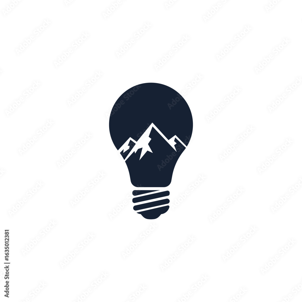 Fototapeta premium Modern Silhouette Mountain Inside Light Bulb Creative Idea Symbol