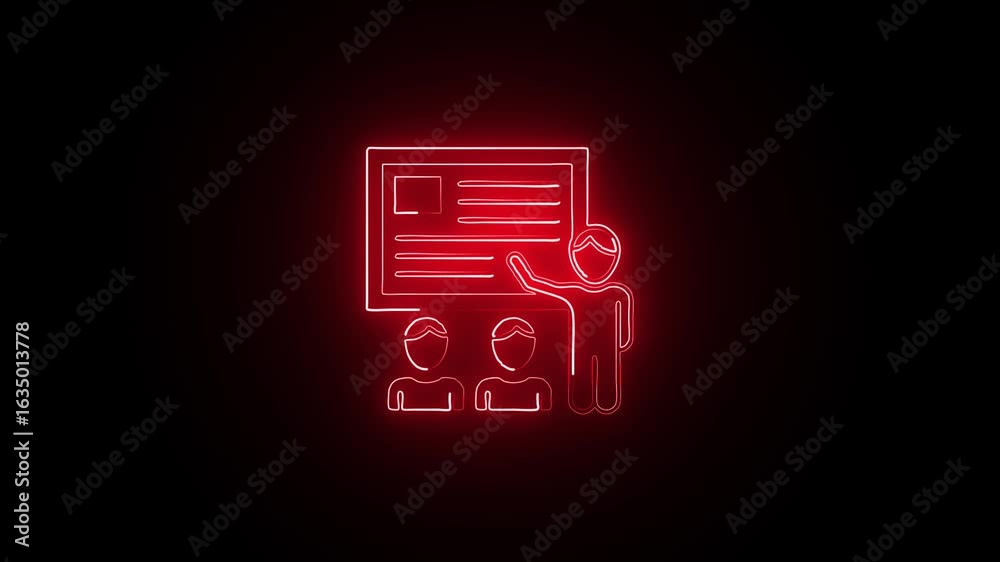 red Neon Glowing Presentation Board Icon on Dark Background. red Neon Presentation Panel Icon for UI. Cyber Glow E-Learning and Training Icon. Animated red Neon Training Module Symbol. red Neon Glowing Presentation Board Icon on Dark Background. red Neon Presentation Panel Icon for UI. Cyber Glow E-Learning and Training Icon. Animated red Neon Training Module Symbol.