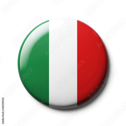 Free Download Glossy round button displays Italian flag colors green white red. This shiny patriotic emblem signifies Italian culture travel tourism. Versatile graphic design element for national pride projects. - GFXLoad