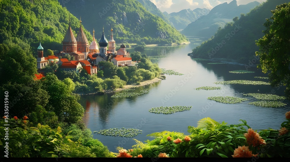 Fototapeta premium lake and mountains