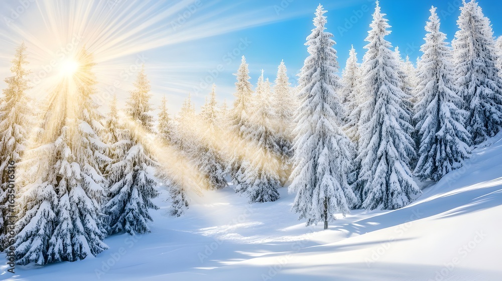 Fototapeta premium winter landscape with snow