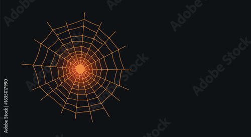 Glowing arachnid net against a dark backdrop creates an unsettling visual effect drawing the eye