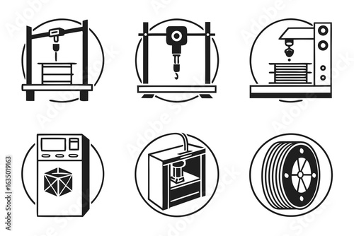 3D Printing Technology Icons Collection.