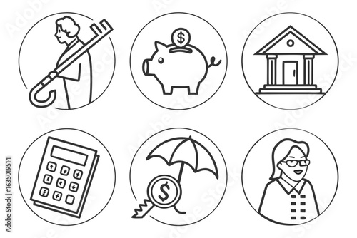 Financial Icons Set Savings Security and Success.