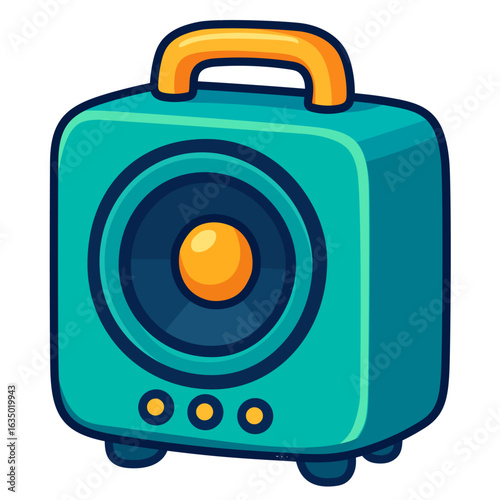 teal speaker with orange handle, cartoon style clip art preview
