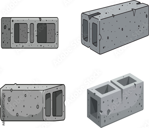 Varied perspectives of hollow concrete blocks offer visual building materials inspiration