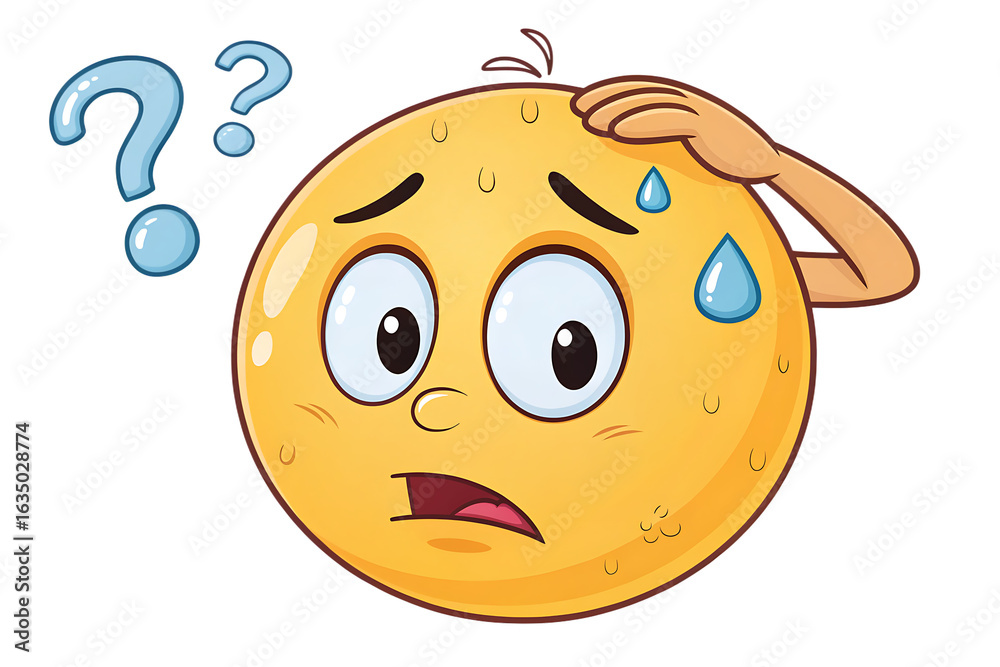 Fototapeta premium Puzzled emoji emoticon scratching its head On AI generated by PNG