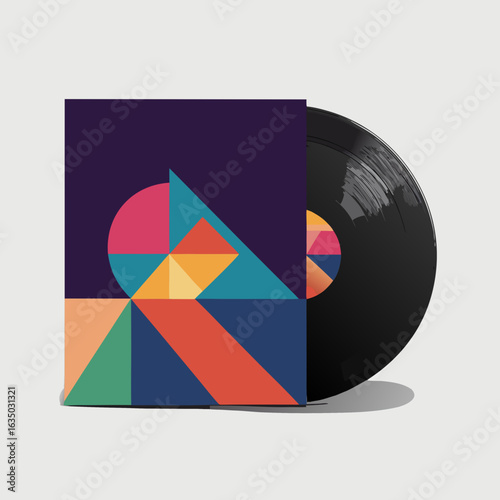 Modern Vinyl Album Cover with Abstract Design – Isolated Vector Mockup