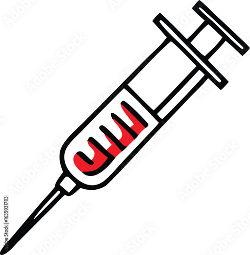 Sign syringe for injection. Symbol syringe isolated on a white background. Flat design. Vector illustration