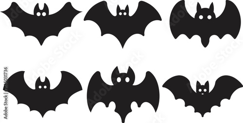 bats silhouettes for Halloween. spooky bat silhouette set. Vector illustration