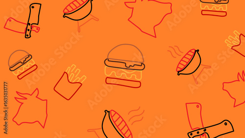 Burger grill and cow background