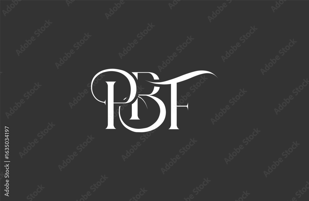 Initial PBF letter logo design. Elegant Monogram Logo Design with Decorative Elements and Typography Initial PBF letter logo design. Elegant Monogram Logo Design with Decorative Elements and Typography