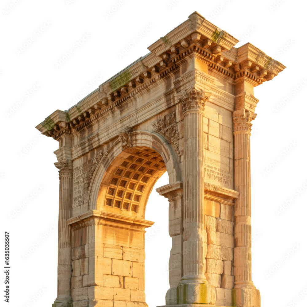 Obraz premium Ancient roman triumphal arch architecture isolated on transparent background