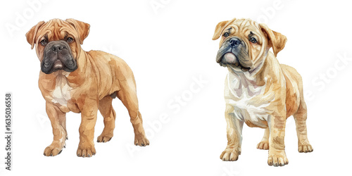 cute bullmastiff watercolor vector illustration