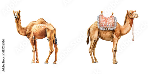 cute camel watercolor vector illustration