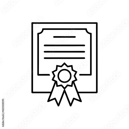 black certificate with ribbon outline clip art preview