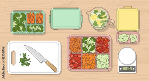 Healthy Meal Prep For Balanced Lifestyle With Portion Control Concept