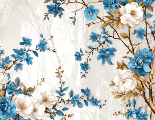 Floral pattern on marbled background