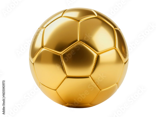 Shiny Golden Soccer Ball Metallic Texture isolated on Transparent background
