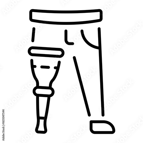 An outline style icon depicting peg leg 