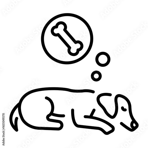 A linear style icon representing dog dreaming