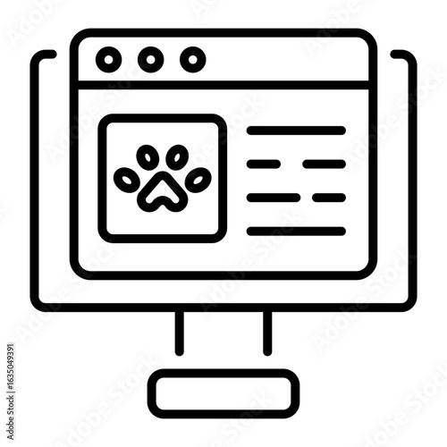 An outline style icon depicting pet website