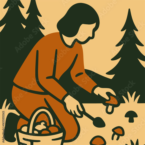illustration mushroom picking vector minimalism
Vector illustration minimalism