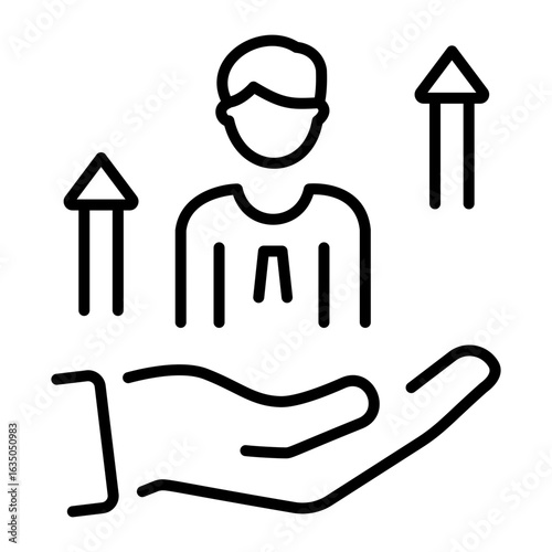 A linear style icon representing talent uplift