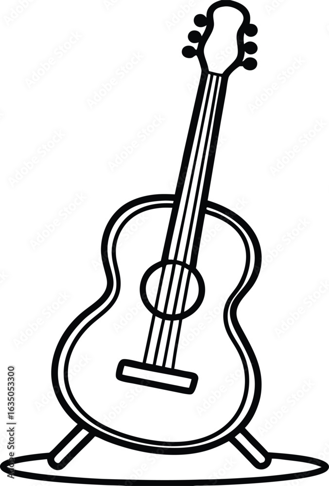 Fototapeta premium Line Drawing Guitar On St