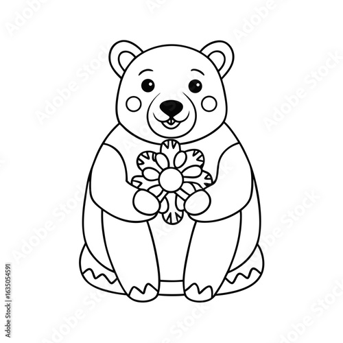 Printable Smiling Polar Bear Eating Outline