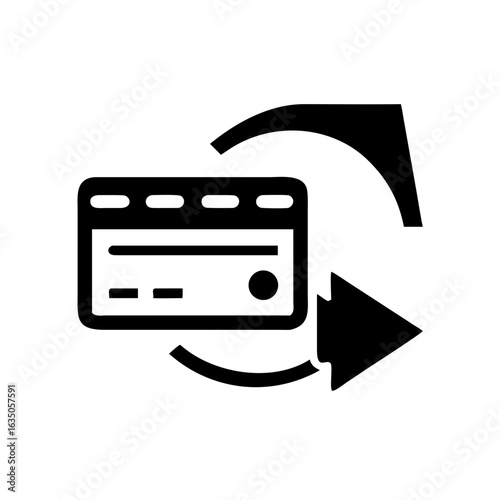 Refund arrow with credit card icon for payment processing