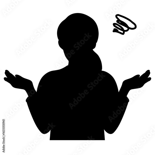 困惑や戸惑いを示す女性のシルエット