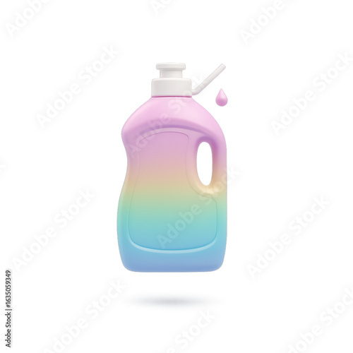 Gradient dish soap bottle with dispenser and droplet isolated on transparent background