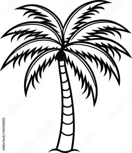 One Line Art Palm Tree