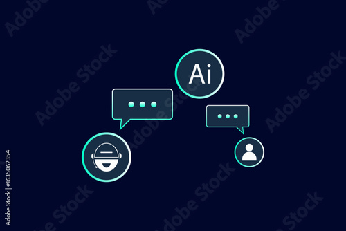AI chatbot on smartphone for digital communication, artificial intelligence  virtual assistant concept for customer service vector