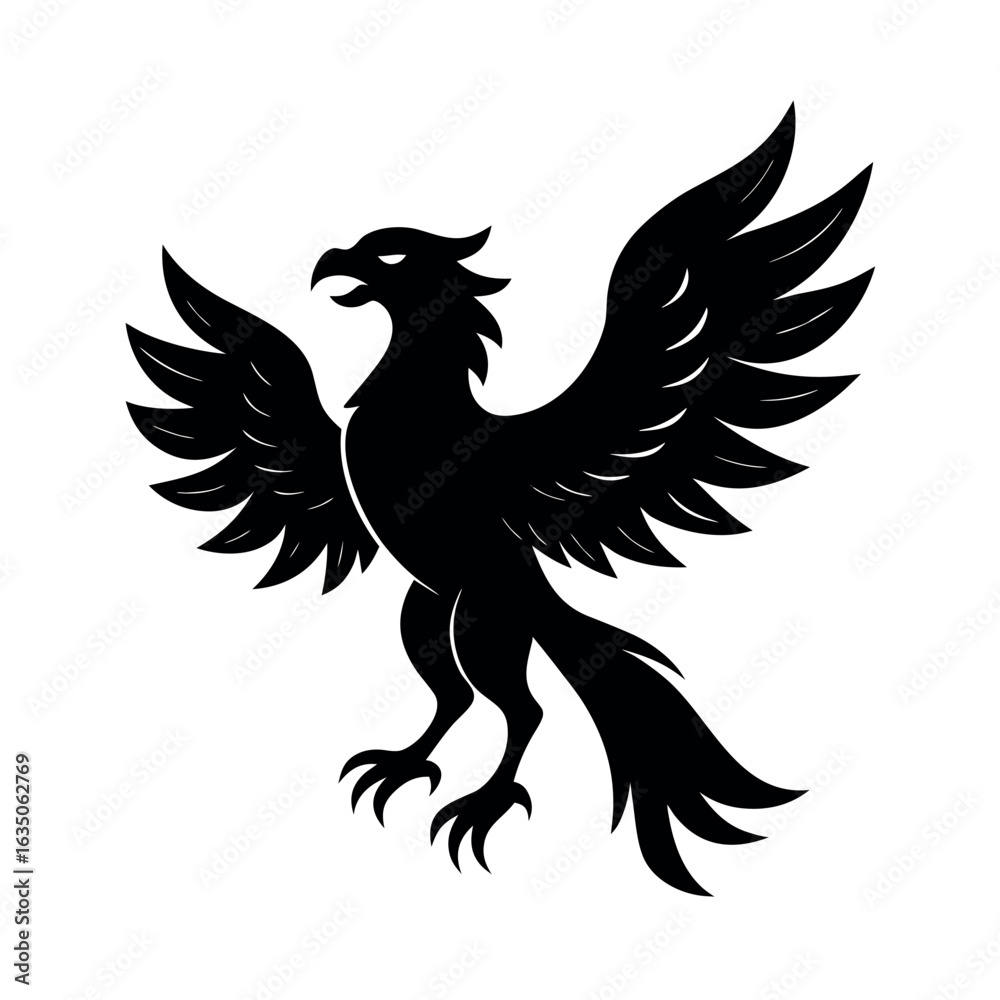 Fototapeta premium Heraldic mythical bird in black silhouette