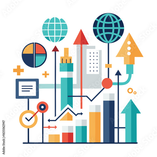 Modern Infographic Elements Vector for Global Development and Progress Analytics