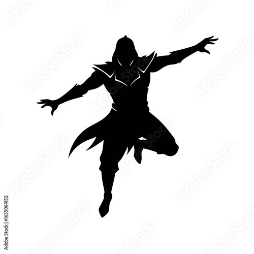 A shadow assassin leaping in silhouette