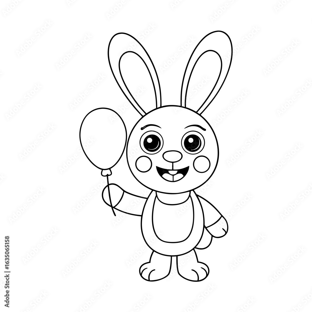 Obraz premium printable smiling bunny holding gift outline