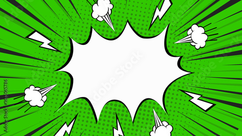 Green comic burst background