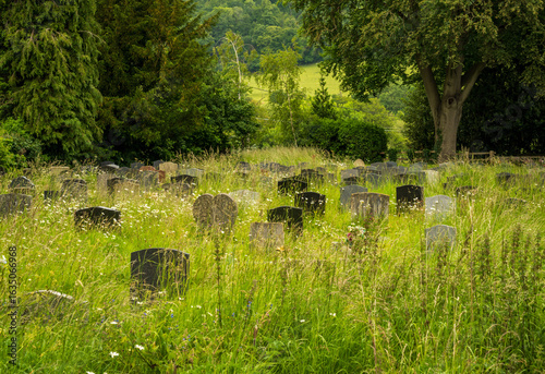 Εκτύπωση καμβά An old and serene graveyard that is overgrown in the countryside of Shropshire,