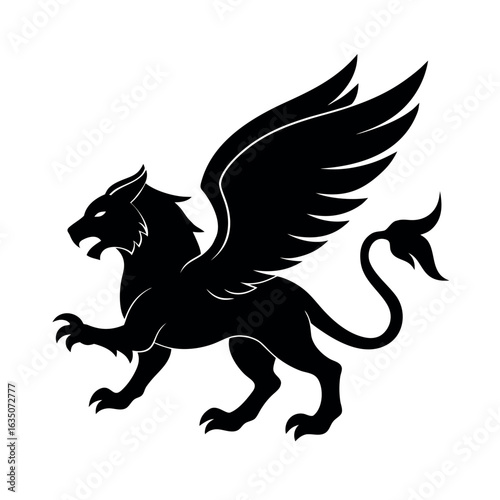 Mythical winged beast griffin silhouette