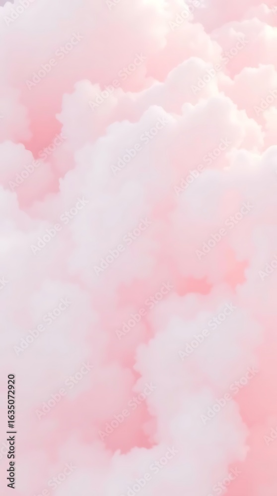 Fototapeta premium Beautiful pink and white clouds with a soft pastel color background.