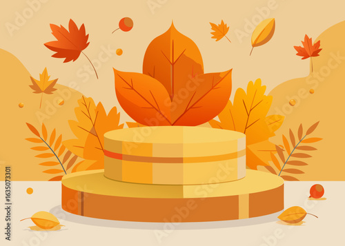autumn product background autumn sale September October autumn season product display background vector 
