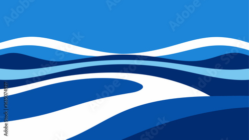 Abstract blue waves and white swirls background