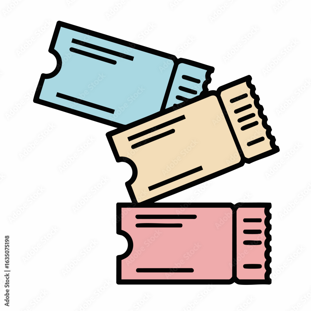 custom made wallpaper toronto digitalThree tickets illustration, vector, pastel colors, for event promotion