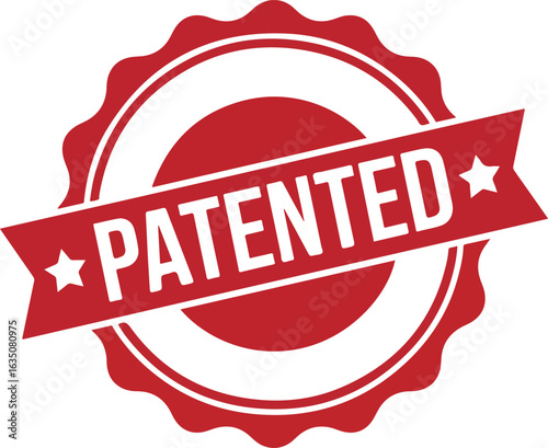 Red seal stamp with the word patented