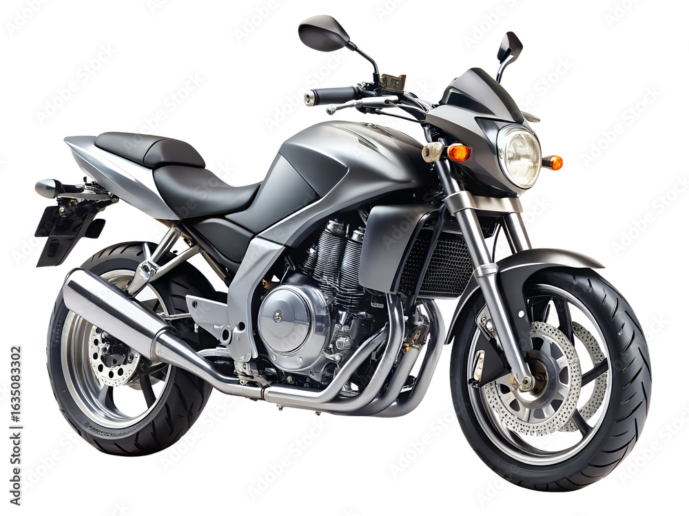 Fototapeta premium Silver motorcycle isolated on transparent background