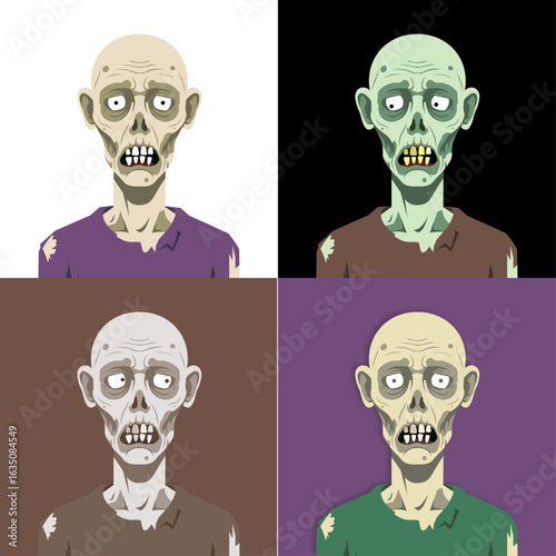 Vectorial Zombie Face and Shoulders - Easy to customize