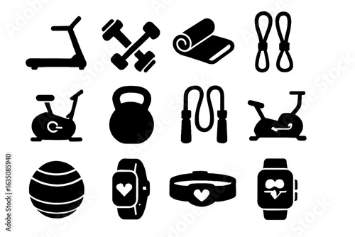 Virtual fitness balance tracker rowing rate icon vector mat ball bands